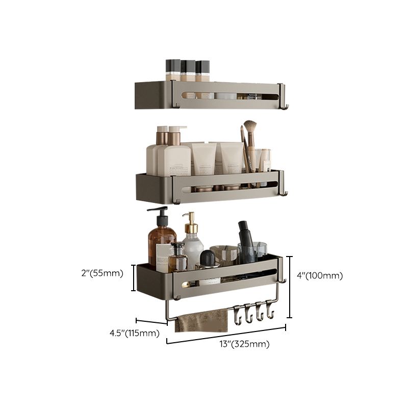 Stornfield | Contemporary Aluminum Bathroom Accessory Set Gray Bath Shelf