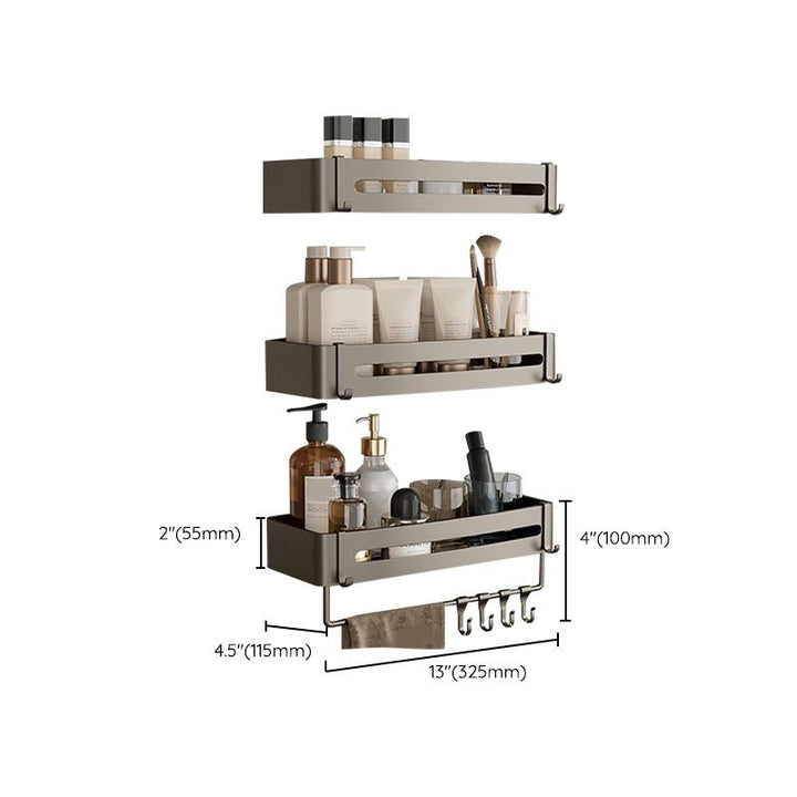 Stornfield | Contemporary Aluminum Bathroom Accessory Set Gray Bath Shelf