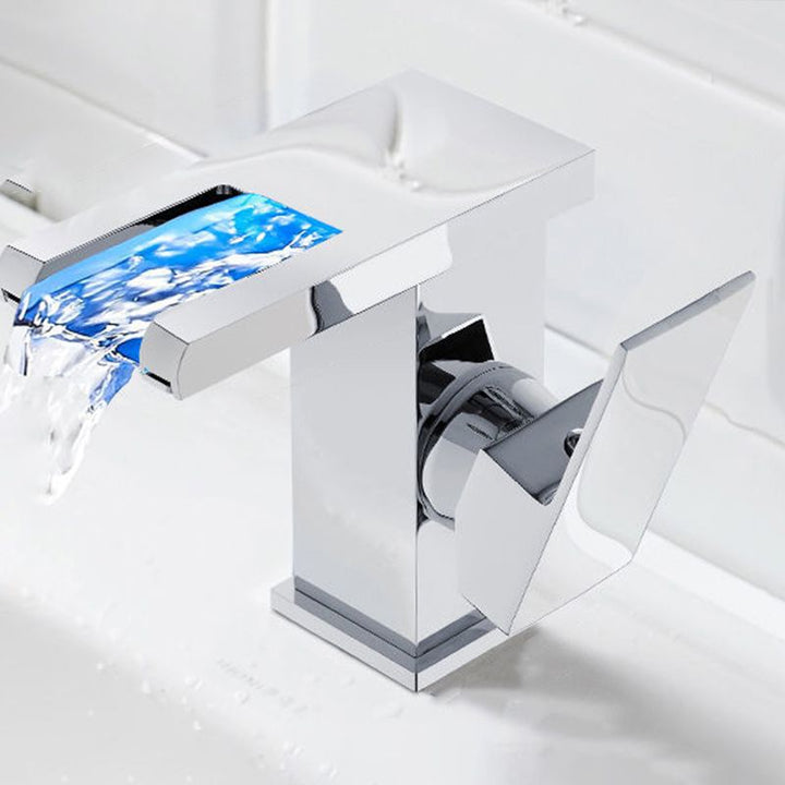 Stornfield | Modern Sink Faucet with Brass Lever Handles LED Waterfall Basin Mixer