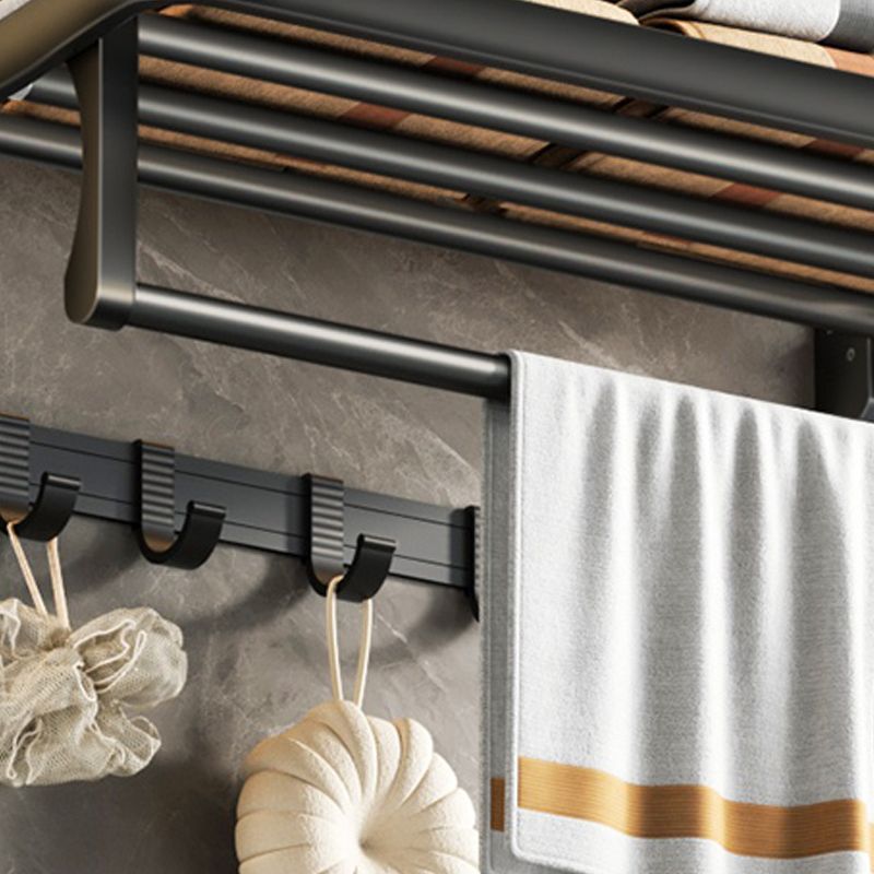 Stornfield | Contemporary bathroom accessory set with black finish and bath shelf/towel bar