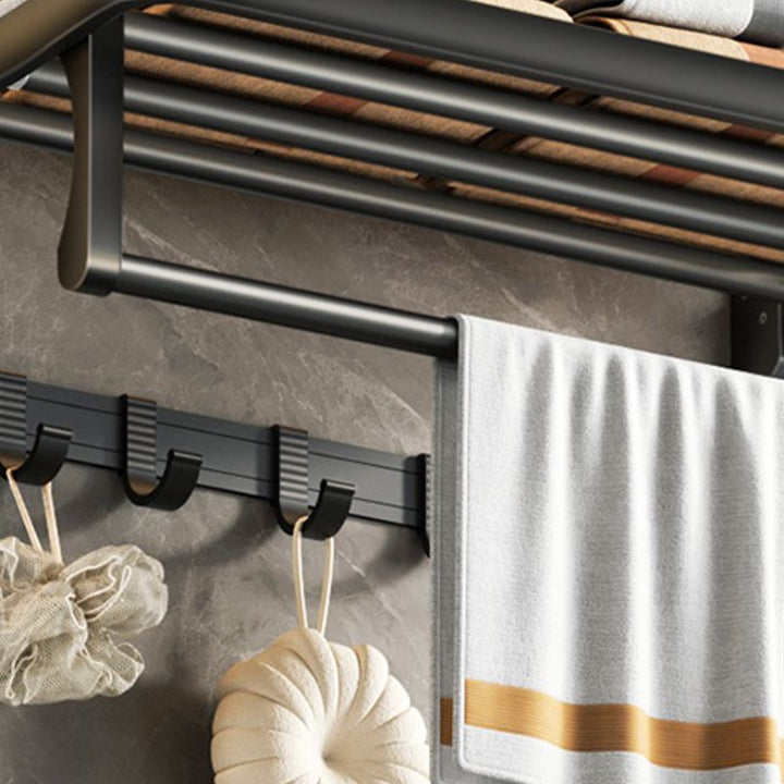 Stornfield | Contemporary bathroom accessory set with black finish and bath shelf/towel bar