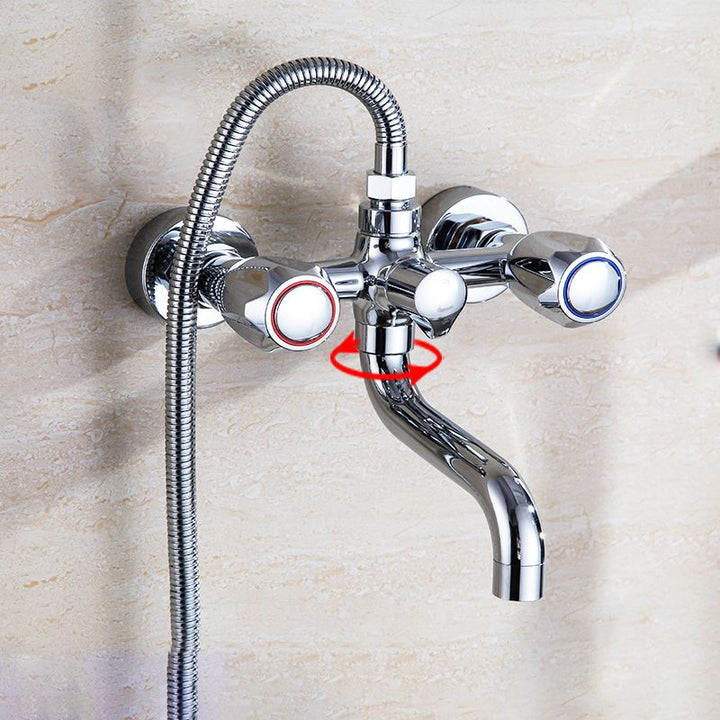 Stornfield | Swivel Spout Wall Mounted Chrome Basin Mixer with Hand Shower