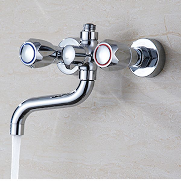 Stornfield | Swivel Spout Wall Mounted Chrome Basin Mixer with Hand Shower