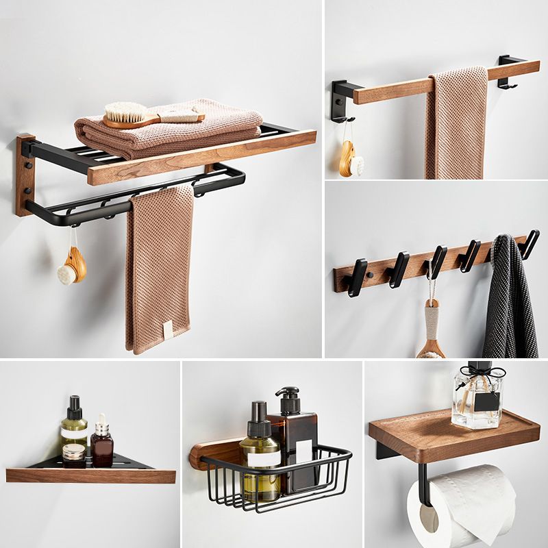 Stornfield | Wood and Aluminum Bath Accessory Set Black Bathroom Accessory Kit