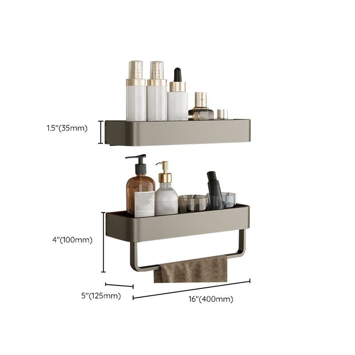Stornfield | Contemporary Aluminum Bathroom Accessory Set Gray Bath Shelf