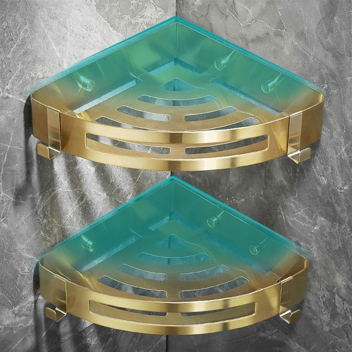 Stornfield | 3-Piece Gold/Silver Modern Bathroom Accessory Set, Bath Shelf