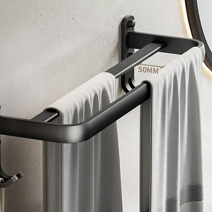 Stornfield | Contemporary bathroom accessory set with black finish and bath shelf/towel bar