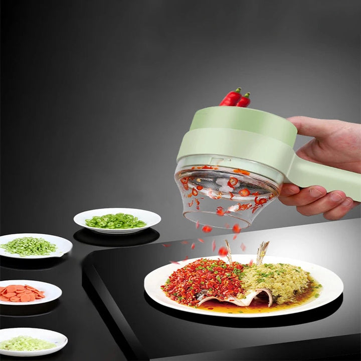 SnijGemak 4-in-1 Electric Vegetable Slicer – Rechargeable & With Collection Bin | Stornfield