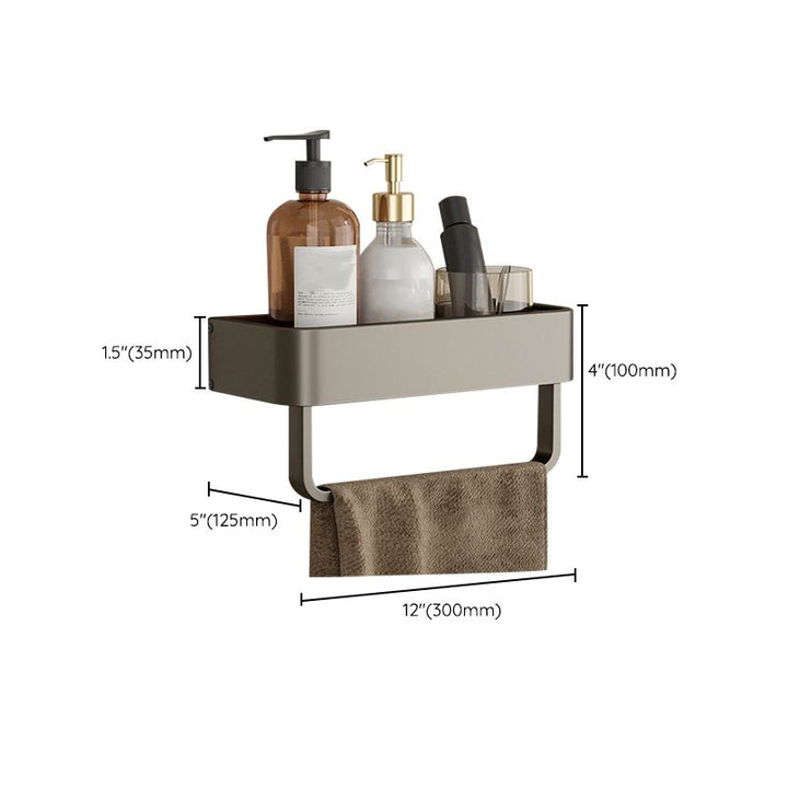 Stornfield | Contemporary Aluminum Bathroom Accessory Set Gray Bath Shelf