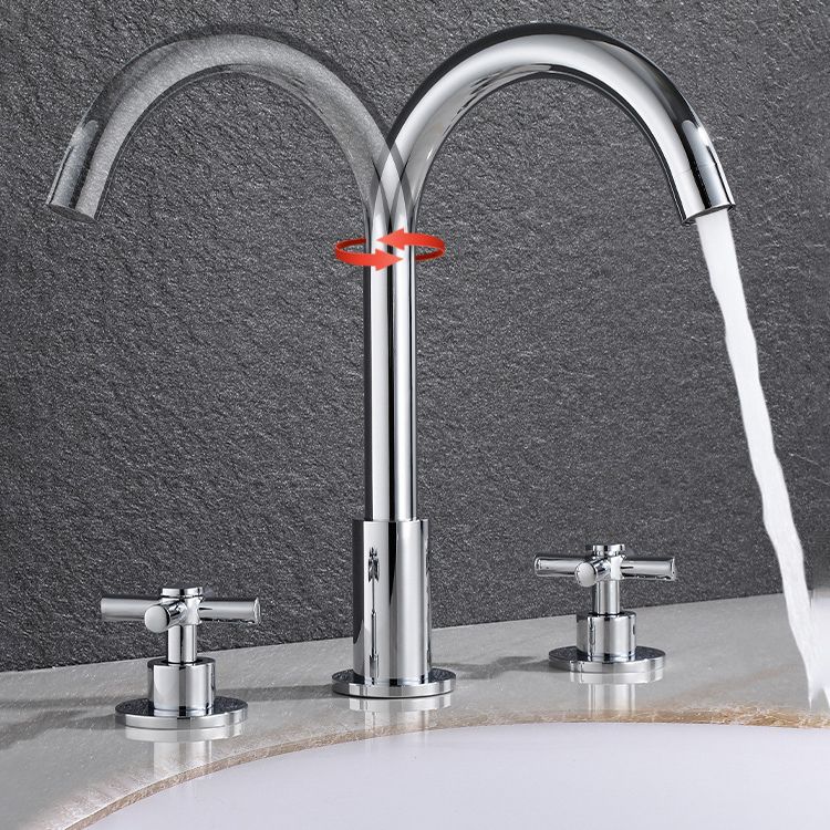 Stornfield | Gooseneck Bathroom Sink Faucet 2-Handle Hot and Cold Basin Tap with Drain