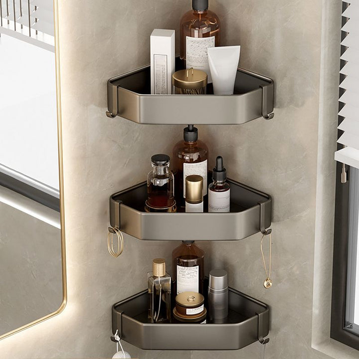 Stornfield | Contemporary Aluminum Bathroom Accessory Set Gray Bath Shelf