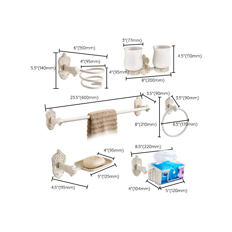 Stornfield | Traditional Bathroom Accessory Set White Bathroom Accessory Hardware Set