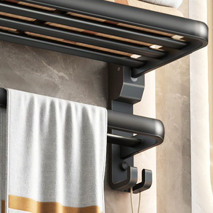Stornfield | Contemporary bathroom accessory set with black finish and bath shelf/towel bar