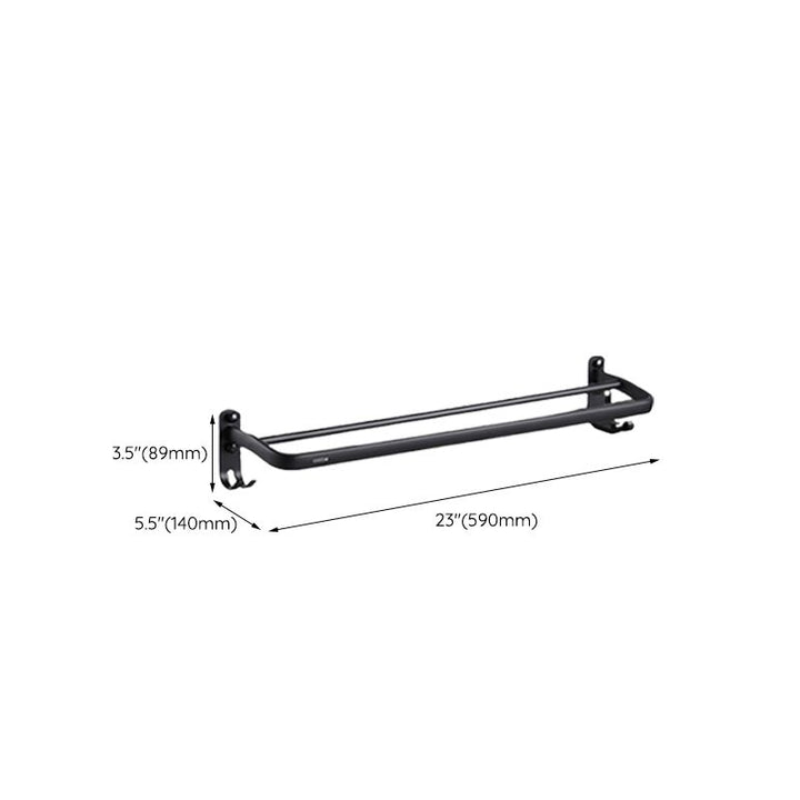 Stornfield | Contemporary bathroom accessory set with black finish and bath shelf/towel bar
