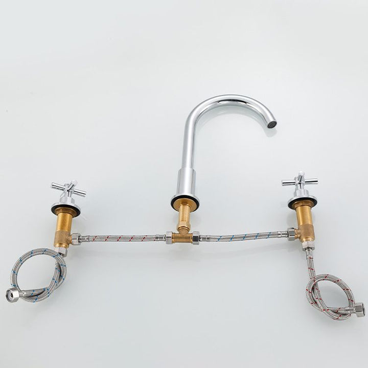 Stornfield | Gooseneck Bathroom Sink Faucet 2-Handle Hot and Cold Basin Tap with Drain