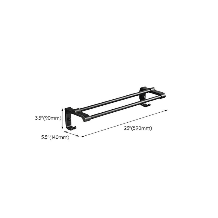 Stornfield | Contemporary bathroom accessory set with black finish and bath shelf/towel bar