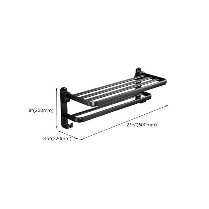 Stornfield | Contemporary bathroom accessory set with black finish and bath shelf/towel bar