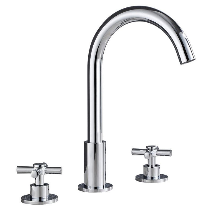 Stornfield | Gooseneck Bathroom Sink Faucet 2-Handle Hot and Cold Basin Tap with Drain