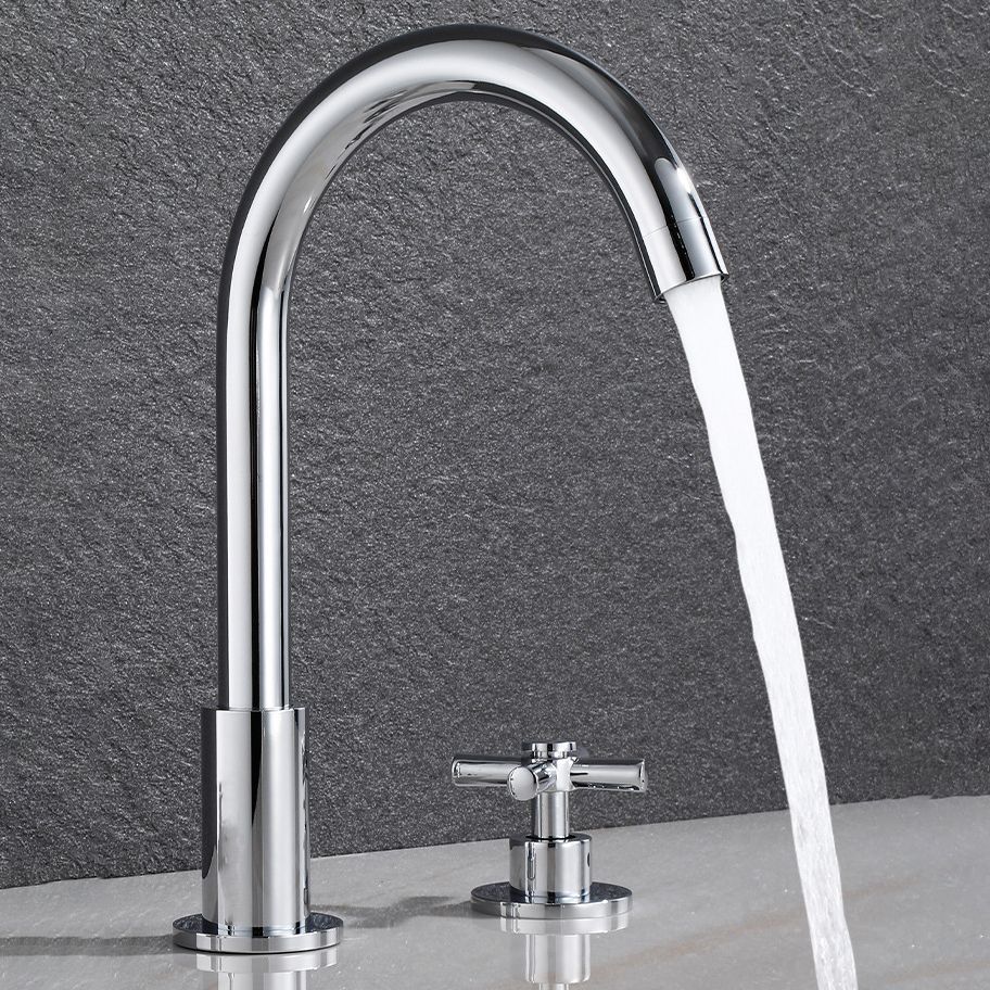 Stornfield | Gooseneck Bathroom Sink Faucet 2-Handle Hot and Cold Basin Tap with Drain