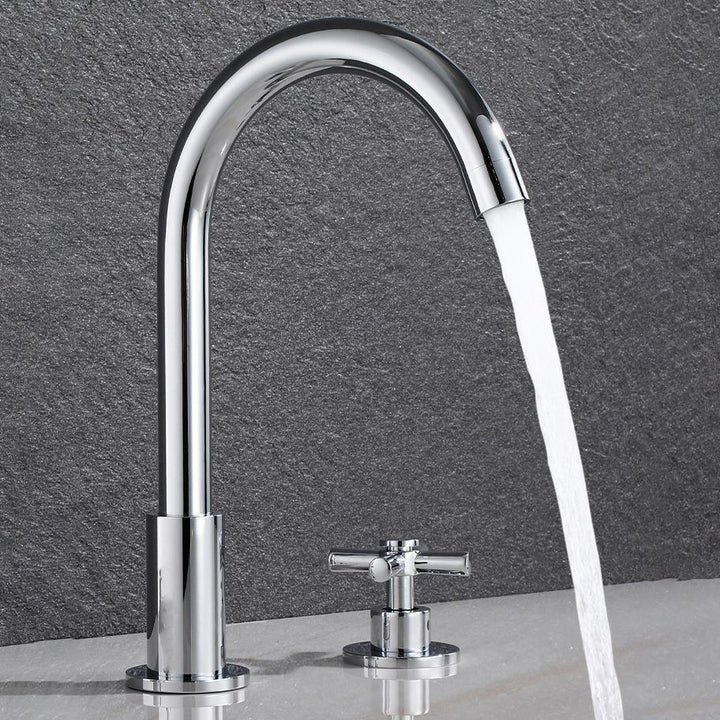 Stornfield | Gooseneck Bathroom Sink Faucet 2-Handle Hot and Cold Basin Tap with Drain