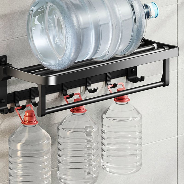 Stornfield | Contemporary bathroom accessory set with black finish and bath shelf/towel bar