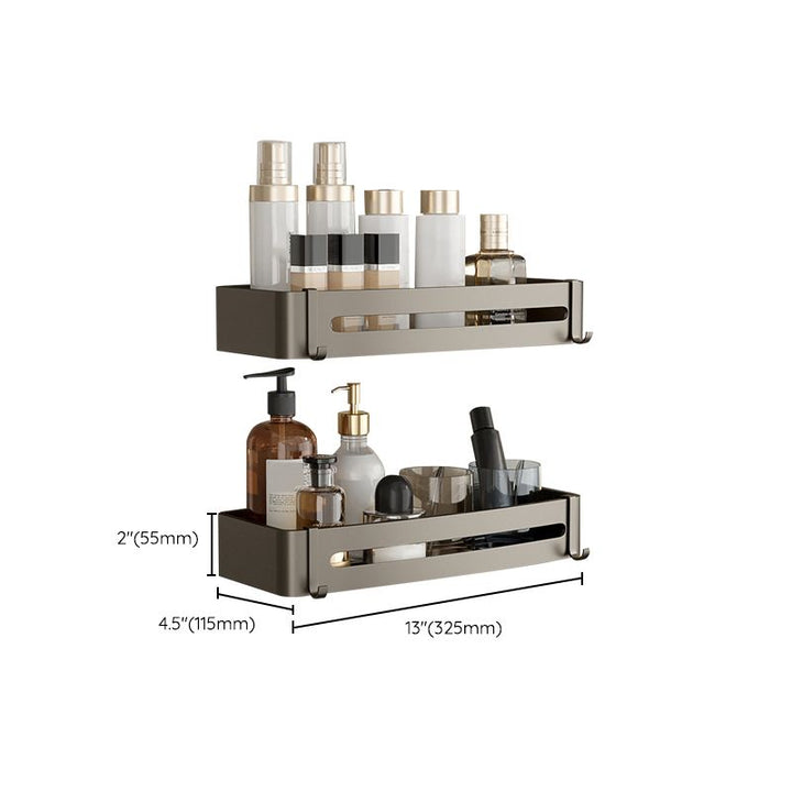 Stornfield | Contemporary Aluminum Bathroom Accessory Set Gray Bath Shelf