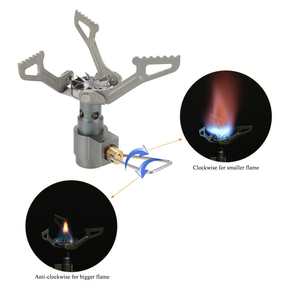 ultra-light titanium backpacking cook set with nesting pots, non-stick finish, foldable handles and compact micro gas burner Stornfield