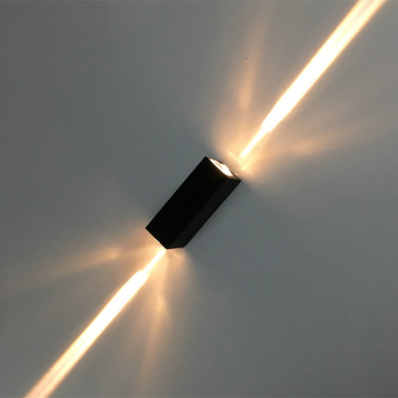 Metallic Rectangular Wall Sconce Light Simple Style 2 Lights Black Finish Wall Lamp in Warm/White Lighting for Hotel | Stornfield