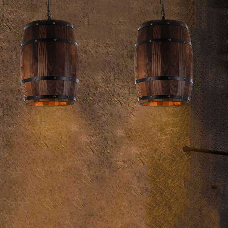 Stornfield | BarrelGlow Vintage Luster Pendant | Wooden Wine Barrel Design | 1-Light | Rustic Lighting