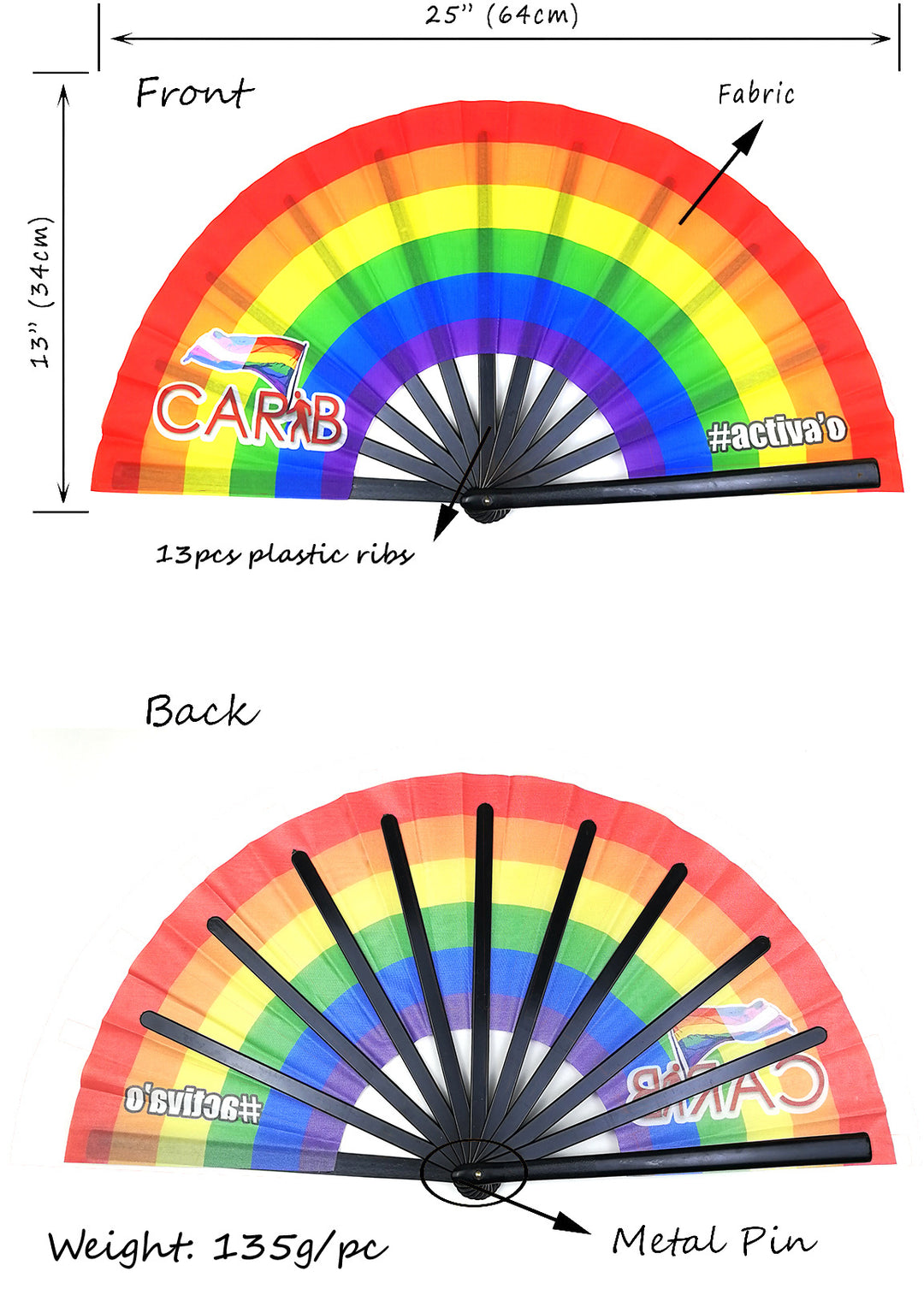 Women Colorful Fan with sturdy plastic ribs Stornfield