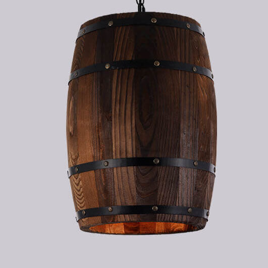 Stornfield | BarrelGlow Vintage Luster Pendant | Wooden Wine Barrel Design | 1-Light | Rustic Lighting
