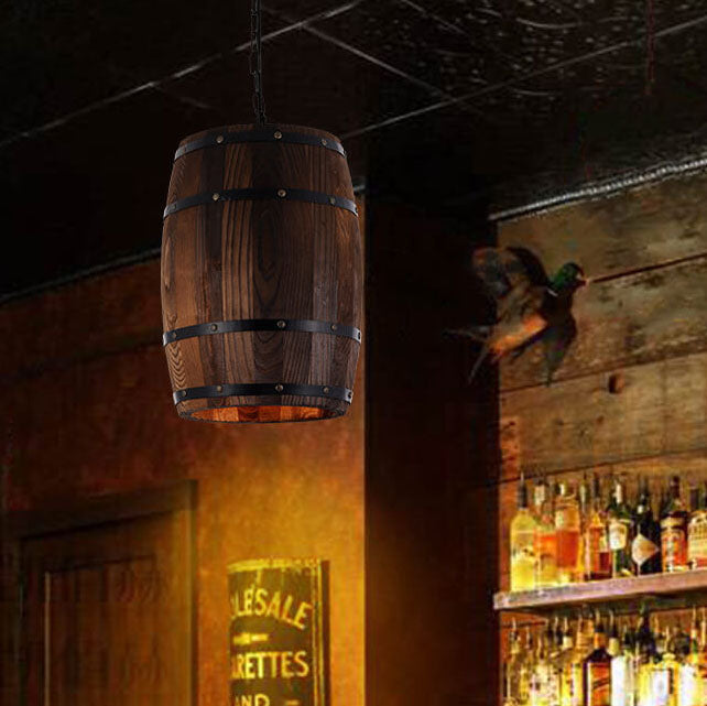 Stornfield | BarrelGlow Vintage Luster Pendant | Wooden Wine Barrel Design | 1-Light | Rustic Lighting