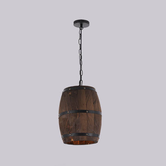 Stornfield | BarrelGlow Vintage Luster Pendant | Wooden Wine Barrel Design | 1-Light | Rustic Lighting