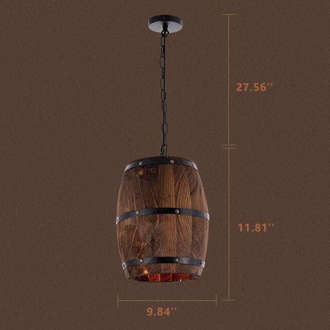 Stornfield | BarrelGlow Vintage Luster Pendant | Wooden Wine Barrel Design | 1-Light | Rustic Lighting