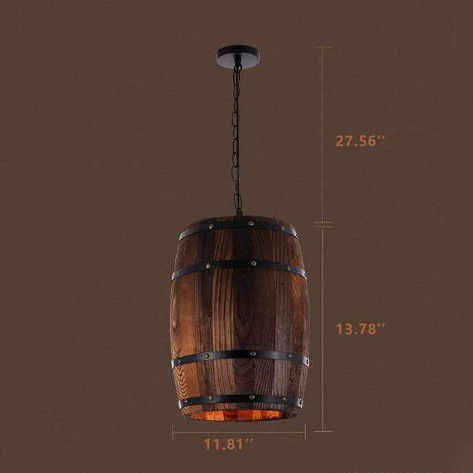 Stornfield | BarrelGlow Vintage Luster Pendant | Wooden Wine Barrel Design | 1-Light | Rustic Lighting