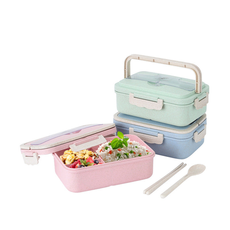 Multi-Sectional Food Storage Bento Box with Secure Locking Lid