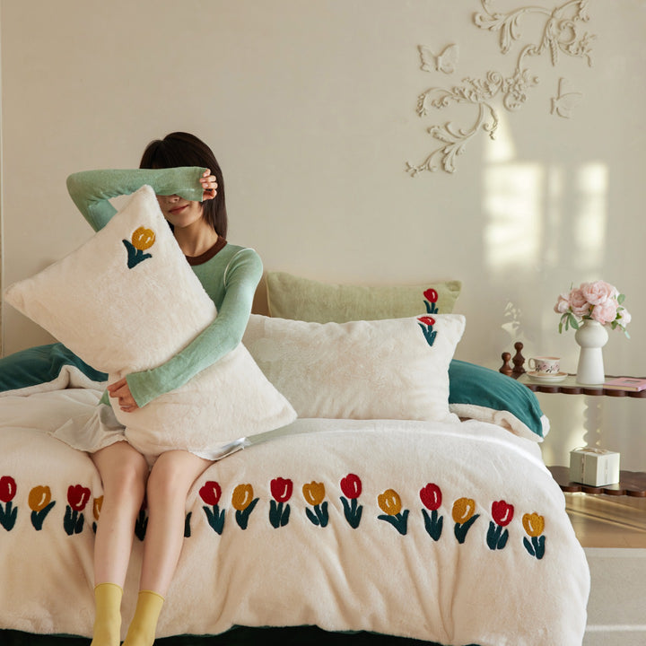Milk fiber bedding, 4-piece, winter, floral pattern