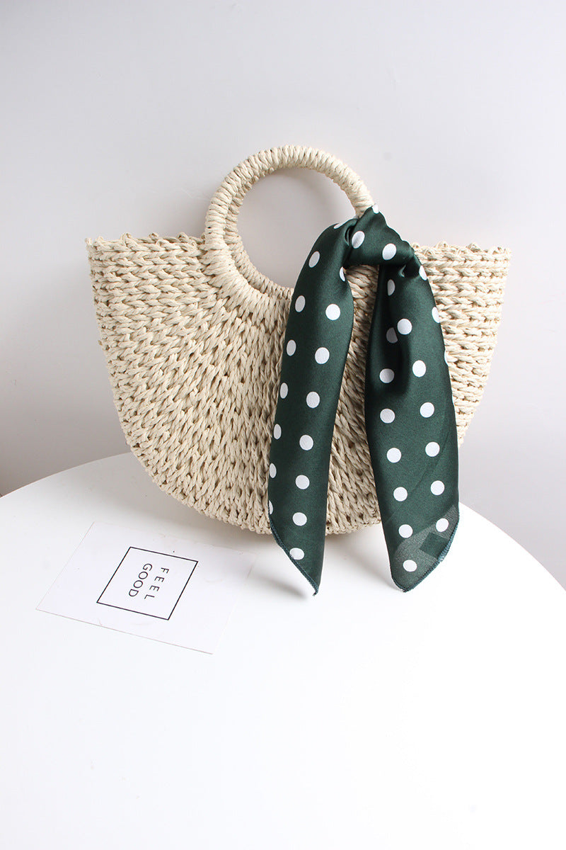 Braided basket bag with elegant silk scarf Stornfield