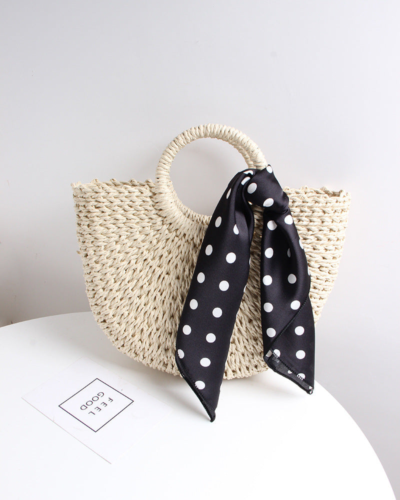 Braided basket bag with elegant silk scarf Stornfield