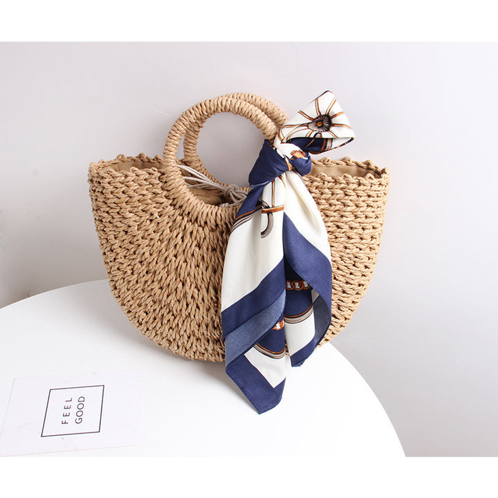 Braided basket bag with elegant silk scarf Stornfield