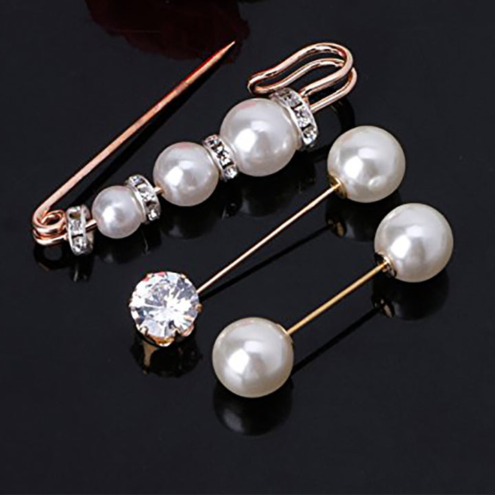 Elegant Pearl and Crystal Brooch Set Stornfield
