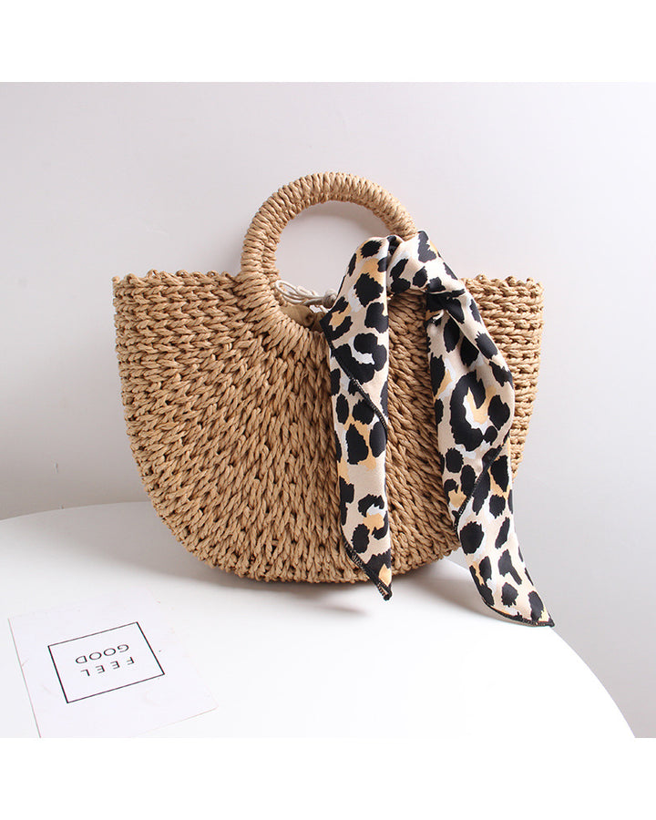 Braided basket bag with elegant silk scarf Stornfield