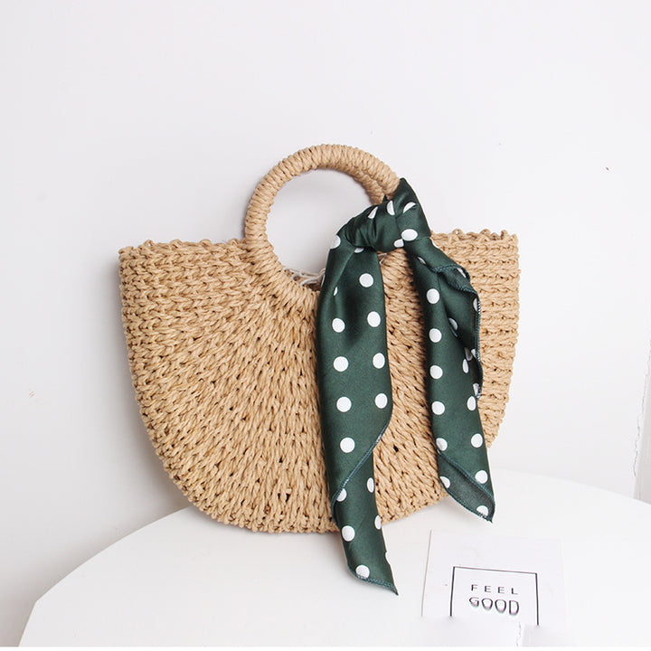 Braided basket bag with elegant silk scarf Stornfield