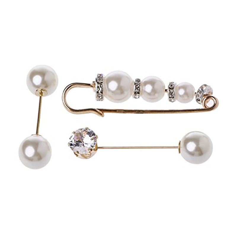Elegant Pearl and Crystal Brooch Set Stornfield