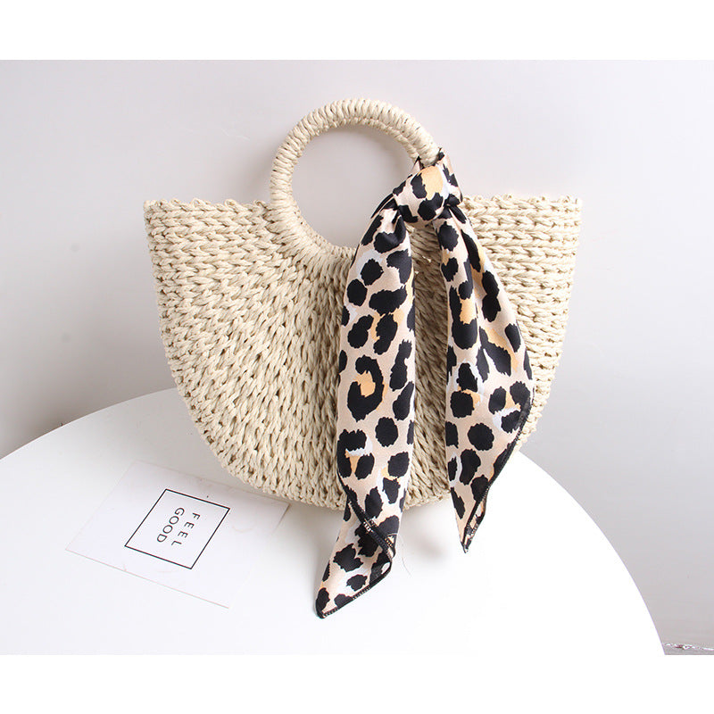 Braided basket bag with elegant silk scarf Stornfield