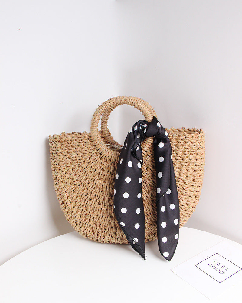 Braided basket bag with elegant silk scarf Stornfield