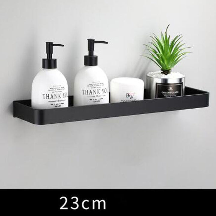 Black Bathroom Shelf Space Aluminum Wall-Mounted | Stornfield
