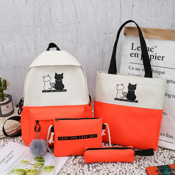 5-Piece Backpack and Tote Bag Set with Cat Design Stornfield