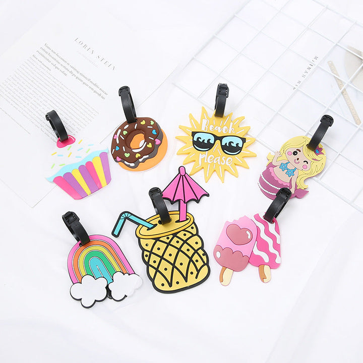 silicone novelty donut luggage tag with adjustable buckle strap and embossed sprinkle design Stornfield