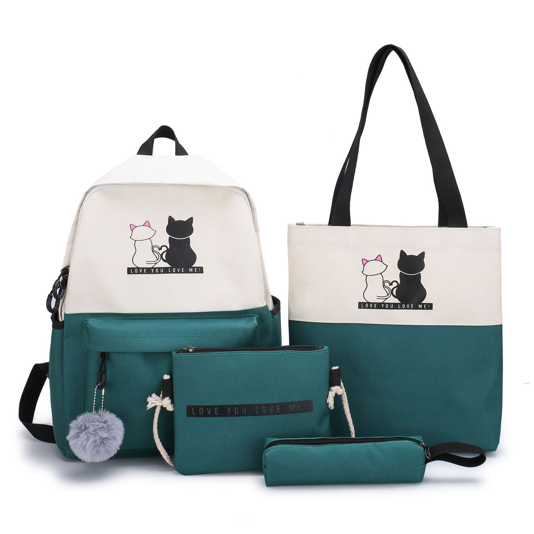 5-Piece Backpack and Tote Bag Set with Cat Design Stornfield